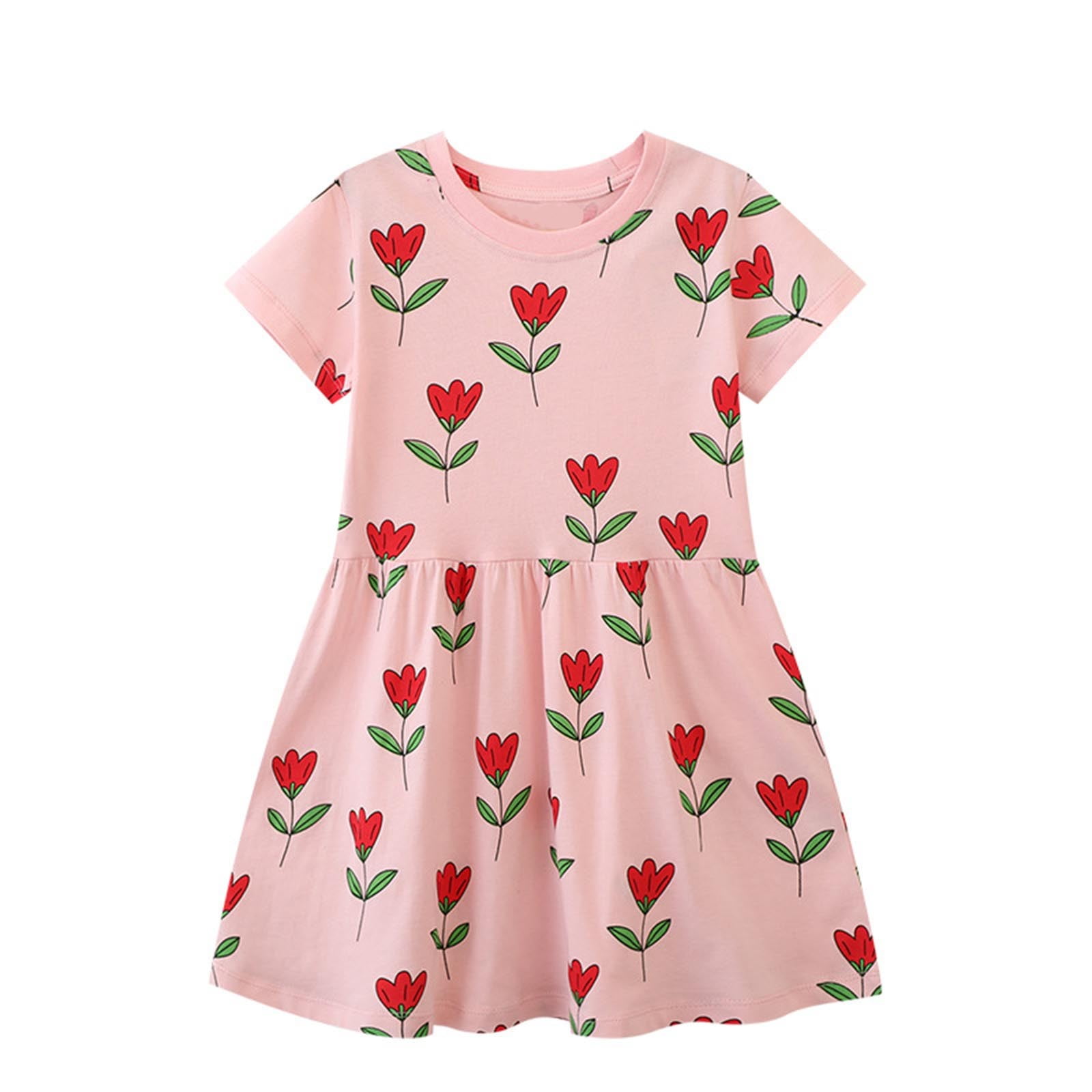 Xihbxyly Baby Dresses, Girl's Dress Spring and Summer Casual Floral Beach Dress Summer Clothes ,Gift for Baby Girl